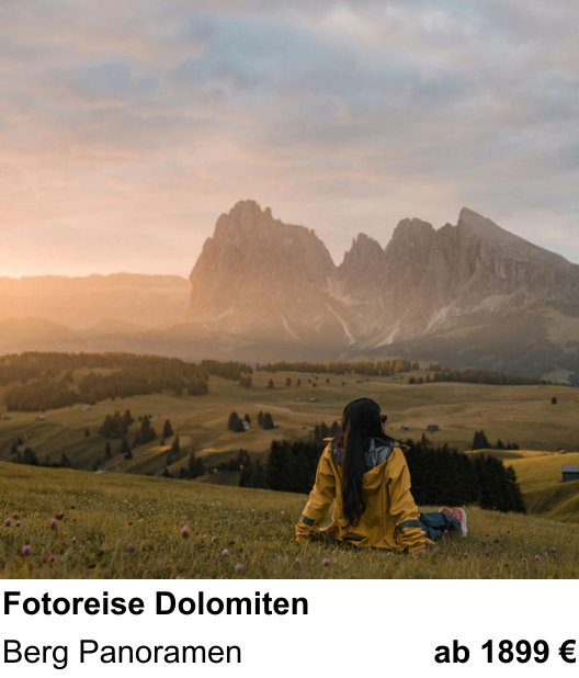 Experimenteller Fotoworkshop – Fotoreise Dolomiten und Berg Panoramen
